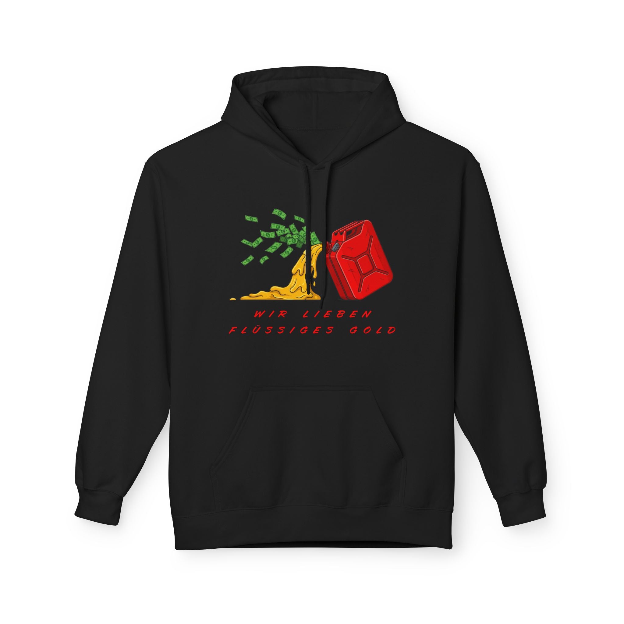 Kapuzenpullover "Flüssiges Gold" Unisex - Schwarzer Hoodie für Autofans